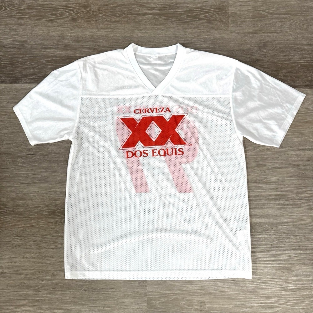 Dos Equis White XX Cerveza 1897 Logo Sport-Tek Football Jersey Size L